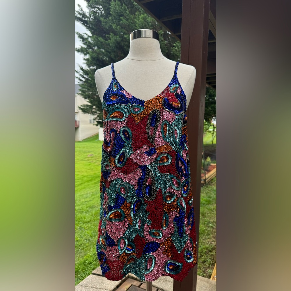 Free People Multicolor Sequin Paisley Slip Dress - Picture 2 of 6